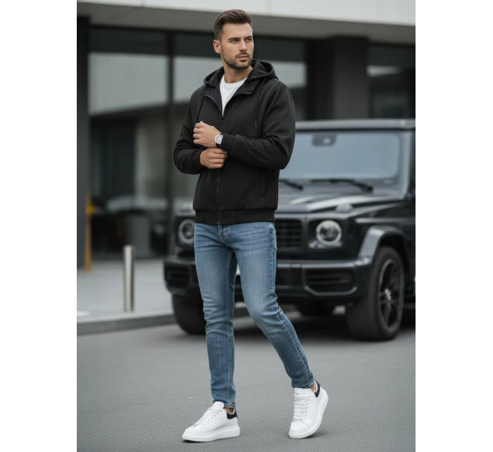 Pánska prechodná bunda s kapucňou čierna FashionStreet TX5016