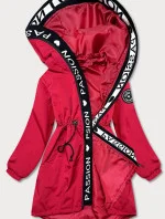 Asymetrická červená dámska bunda parka (B8001-4)