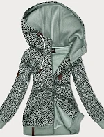 Dámska otvorená mikina so srdiečkami sivozelená (2315)