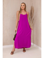 Dlhé šaty bez ramienok fialové