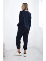 Viskózový set Amour tepláková súprava + nohavice námornícka modrá