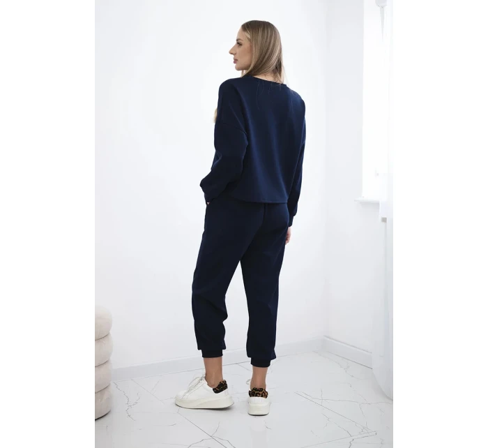 Viskózový set Amour tepláková súprava + nohavice námornícka modrá