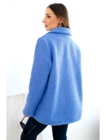 Dámská bunda z měkkého s límcem modrá model 21908665 - K-Fashion
