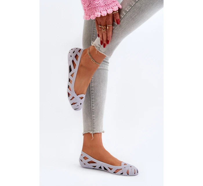 Damskie Gumowe Baleriny Szare Salam