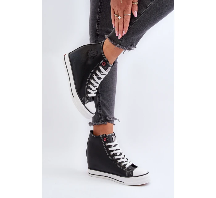 Trampki Damskie Na Koturnie Cross Jeans NN2R4005 Czarne