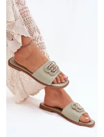 Ploché Dámské Pantofle S Ozdobným Detalem Zelené model 21699585 - Boto