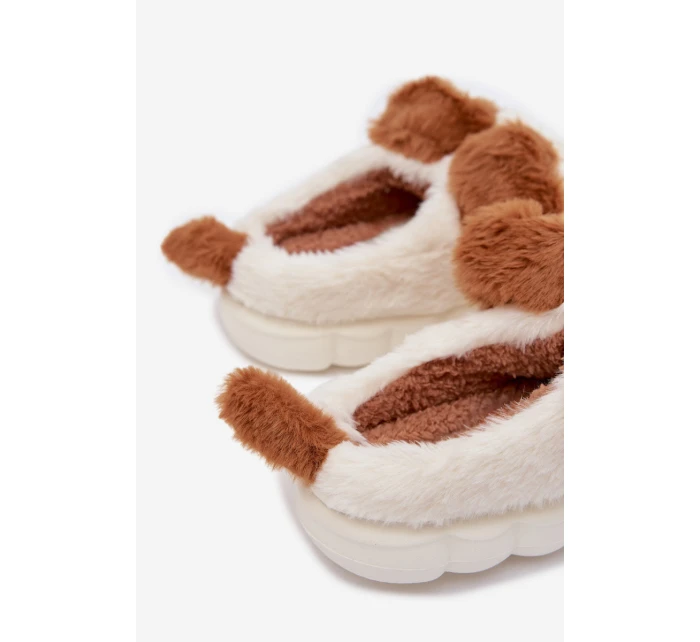 Dětské chlupaté bačkory pejskové hnědé Farnise