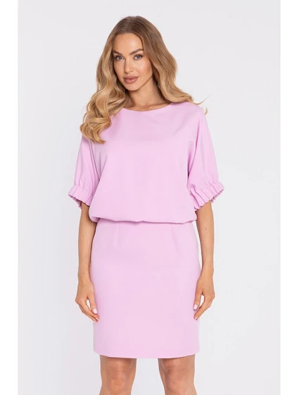 šaty s rozparkem na zádech cukrově růžové model 22040487 - Moe šaty s rozparkem na zádech cukrově růžové model 22040487 - Moe