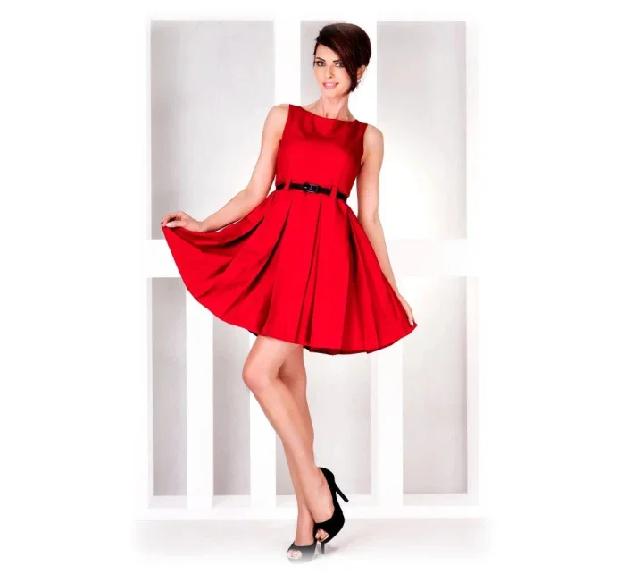 Dámské společenské šaty se a páskem středně dlouhé červené Červená  model 15042335 - numoco