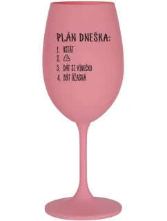 růžová sklenice na víno 350 ml model 21803127 - Giftela