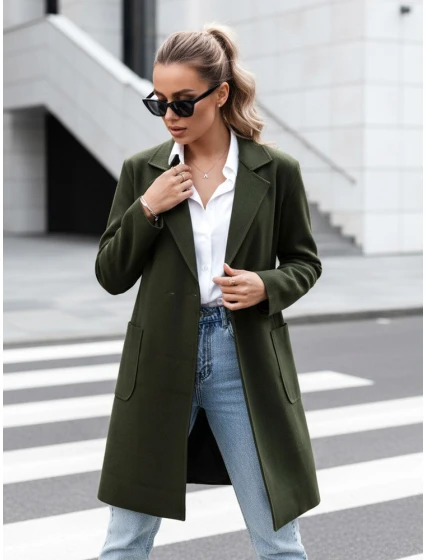 Dámský oversize dlouhý olivový kabát Dstreet model 21981930 - FashionStreet