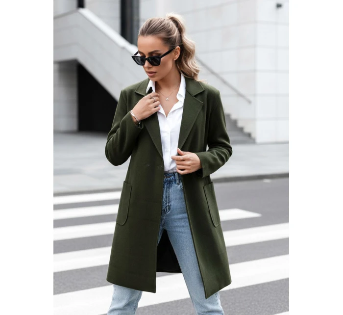 Dámský oversize dlouhý olivový kabát Dstreet model 21981930 - FashionStreet