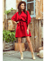 SOFIA - Červené dámske motýlikové šaty 287-3