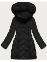 Čierna dámska zimná bunda s kapucňou (2m-21308) Čierna dámska zimná bunda s kapucňou (2m-21308)