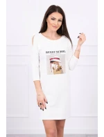 Šaty s potiskem model 18744170 ecru - K-Fashion