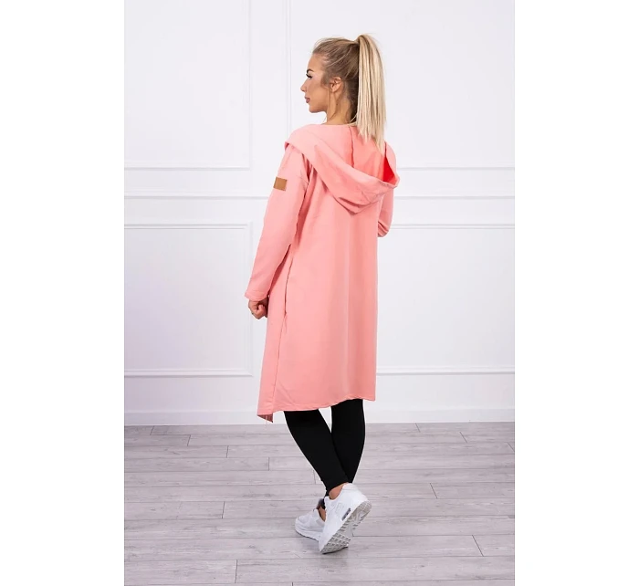 Dlhý kabát s kapucňou marhuľová