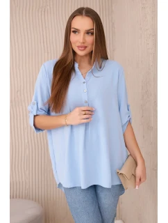 Blúzka s predĺženým zadným dielom modrá
