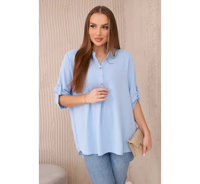 Blúzka s predĺženým zadným dielom modrá