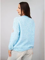 Dámský svetr s barevnými puntíky a kulatým výstřihem modrý Dámský svetr s barevnými puntíky a kulatým výstřihem modrý