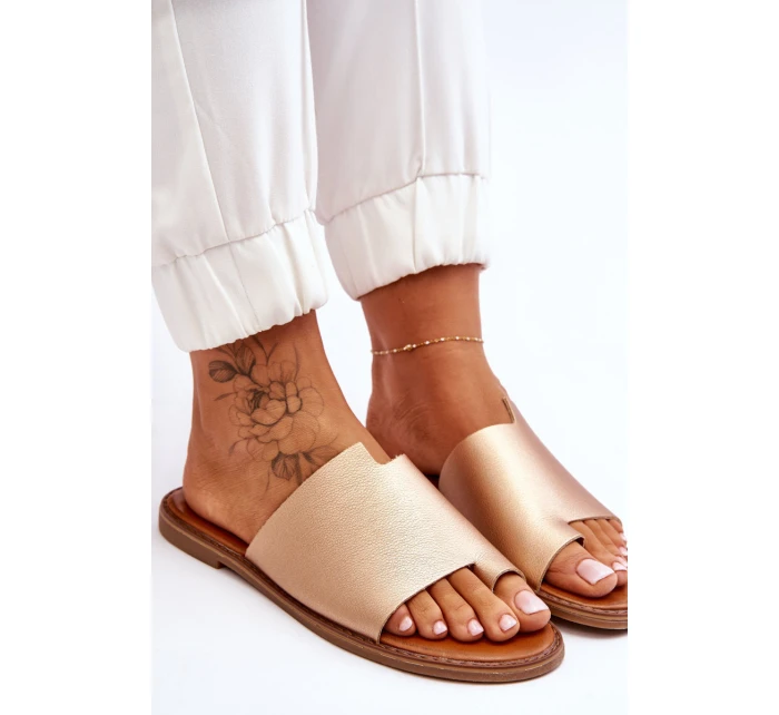 Dámské kožené žabky zlato model 21613216 - EVENTO