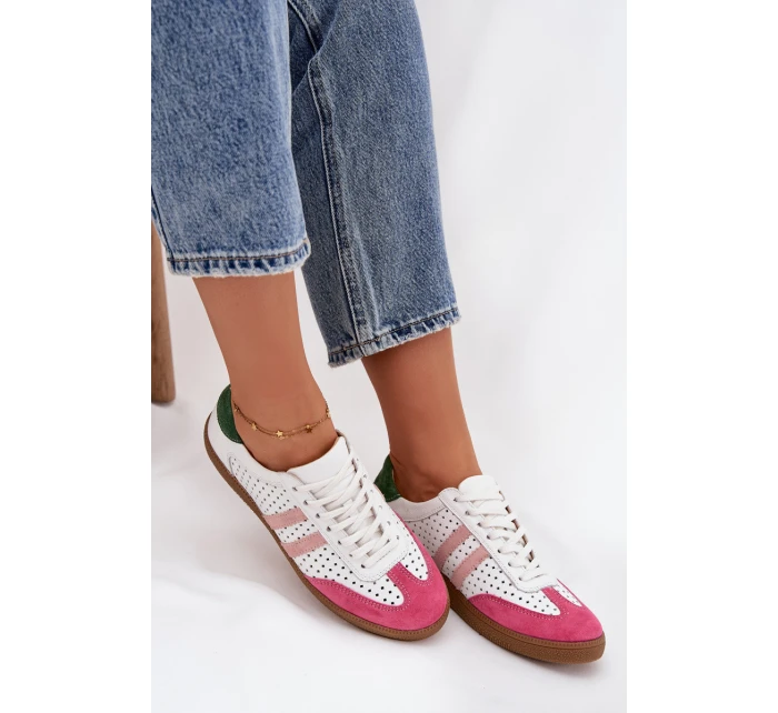 Kožené perforované dámské tenisky Zazoo N1318 Bílomodré