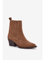 Dámska zateplená členková obuv Dylira na podpätku - ťava, semiš Dámska zateplená členková obuv Dylira na podpätku - ťava, semiš