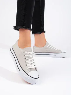 Exkluzívní  tenisky šedo-stříbrné dámské bez podpatku