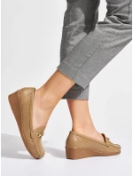 Hnedé dámske dizajnové mokasíny na klin Hnedé dámske dizajnové mokasíny na klin