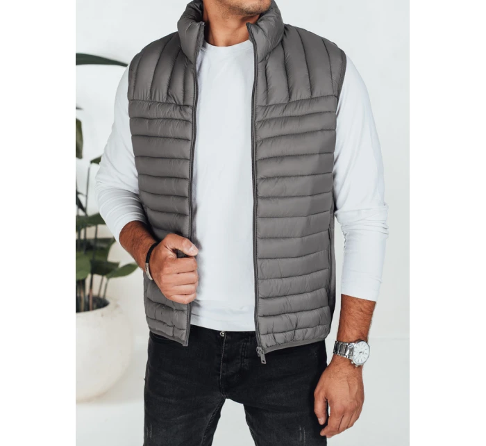 Pánska prešívaná tmavosivá vesta FashionStreet TX5081