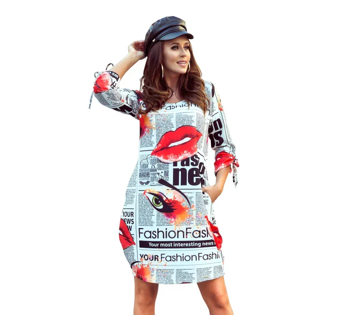 SOPHIE Pohodlné dámské oversize šaty s vzorem model 7922026 - numoco