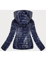 Tmavě modrá dámská bunda s kontrastní podšívkou model 16148289 - S'WEST
