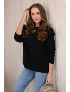 Bavlnená blúzka s volánikmi na ramenách čierna