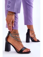 Modne Sandały Z Cyrkoniami Czarne Carma