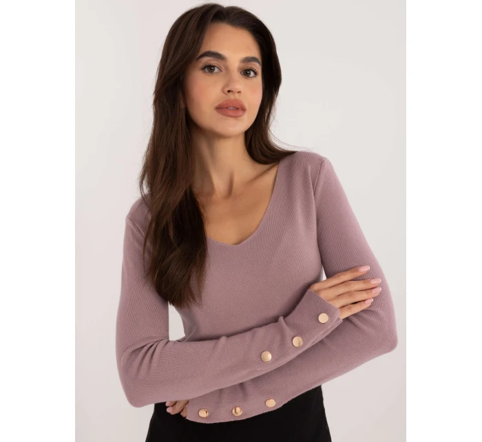 Sweter AT SW model 21326979 fioletowy - FPrice Sweter AT SW model 21326979 fioletowy - FPrice