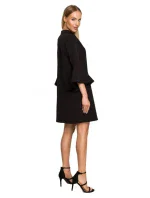 M698 Šaty áčkového strihu s anjelskými rukávmi - čierne