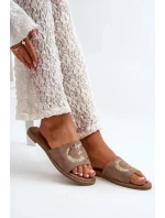 Dámske ploché papuče s flitrami S.Barski Brown