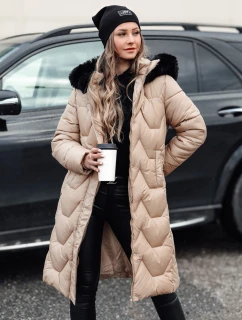 Dámska zimná prešívaná dlhá bunda WINTERACT béžová FashionStreet TY4777