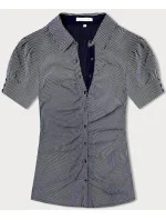 Tmavě modrá halenka s límečkem model 18493739 - Forget me not FASHION Tmavě modrá halenka s límečkem model 18493739 - Forget me not FASHION