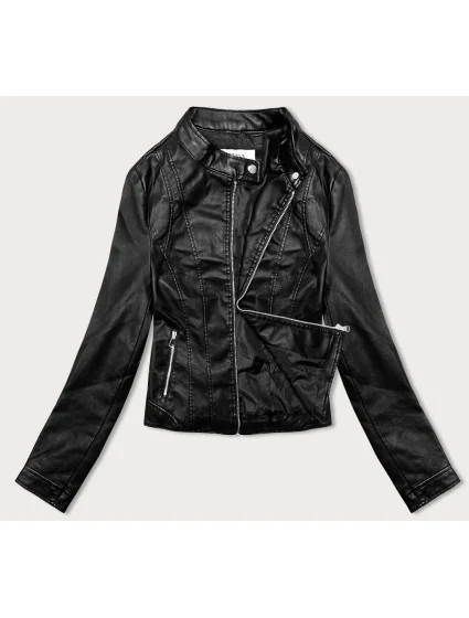 Čierna dámska bunda ramoneska so stojačikom (11Z8052) Čierna dámska bunda ramoneska so stojačikom (11Z8052)