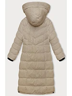 Světle béžová delší dámská zimní bunda model 21246127 - J.STYLE Světle béžová delší dámská zimní bunda model 21246127 - J.STYLE