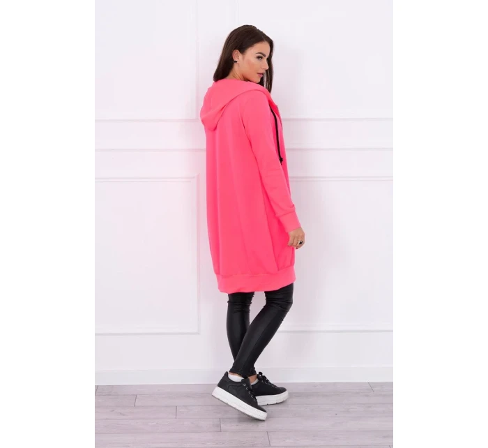 Šaty s kapucňou mikina ružová neónová
