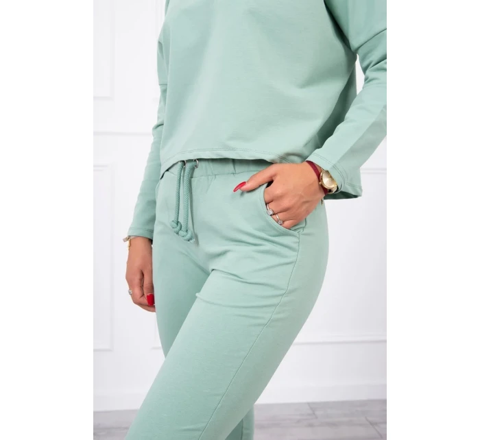 Souprava s oversize halenkou tmavě mátové barvy