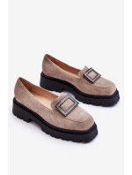 Wygodne Zamszowe Mokasyny Beżowe Agathe Wygodne Zamszowe Mokasyny Beżowe Agathe