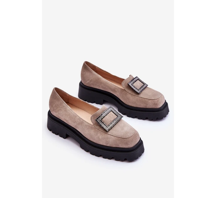 Wygodne Zamszowe Mokasyny Beżowe Agathe Wygodne Zamszowe Mokasyny Beżowe Agathe