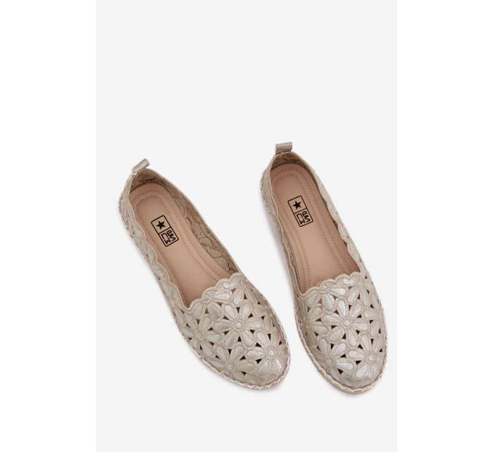 Dámské nazouvací baleríny s květinami zlaté model 22026526 - EVENTO