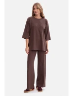 model 21379872 Žebrovaný pletený top hnědý - BeWear