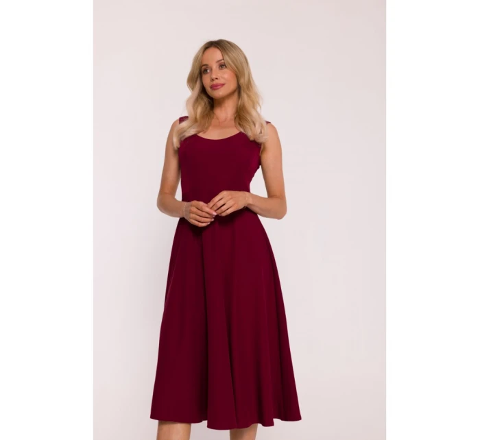 S424 Fit & flare šaty - bordové