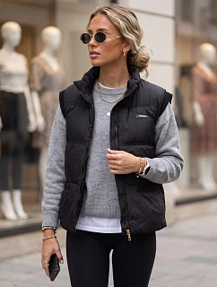 Dámská prošívaná vesta s stojáčkem, černá, FashionStreet TY5967