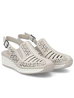 Dámské béžové kožené sandály na platformě model 22060734 - Rieker Dámské béžové kožené sandály na platformě model 22060734 - Rieker