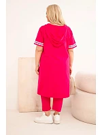 Dámsky bavlnený set s kapucňou a nohavicami v nadmernej veľkosti Fuchsia